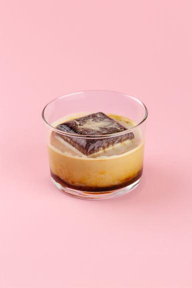 Ice cube coffee with vanilla syrup