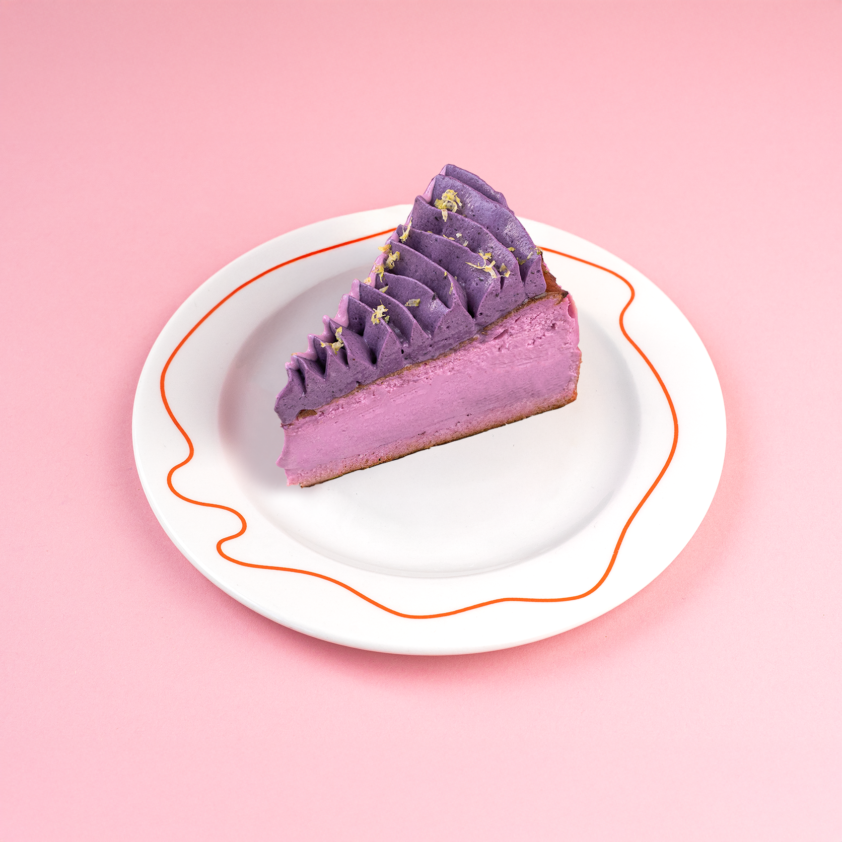 BASQUE CHEESECAKE WITH UBE AND BLUEBERRIES
