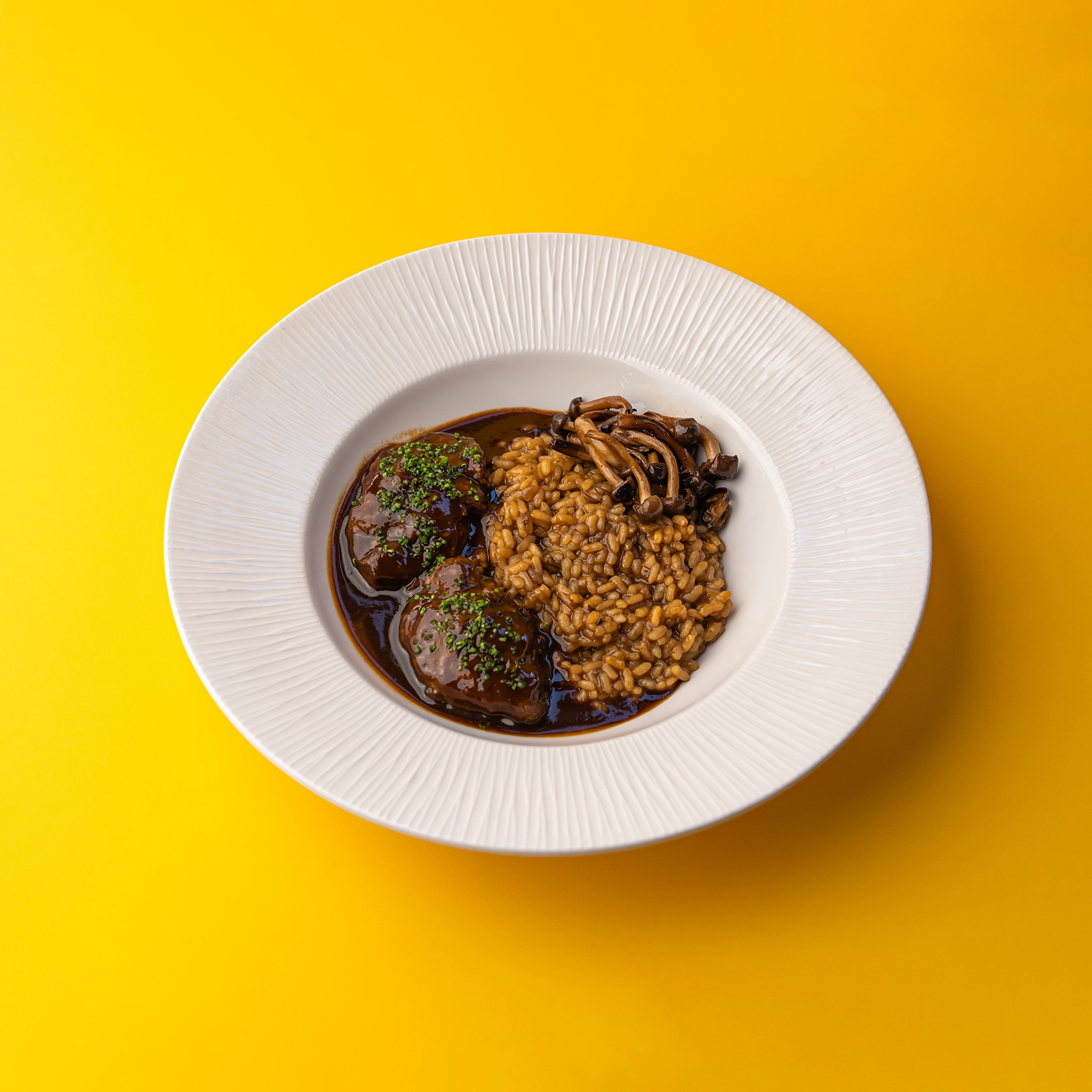 Mushroom Rice with Cheeks